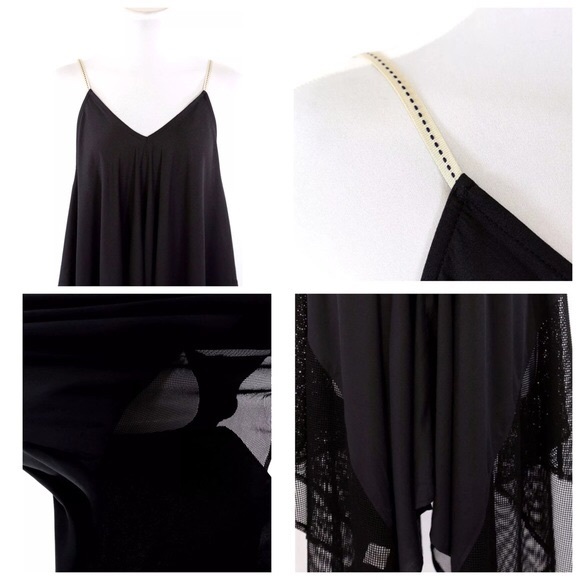 🌺 D3 Black Oversize Sheer Mixed Mesh Tunic Top - Picture 4 of 4