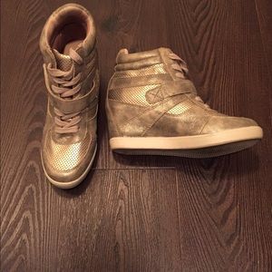 Bronze Hightop Wedge Sneakers