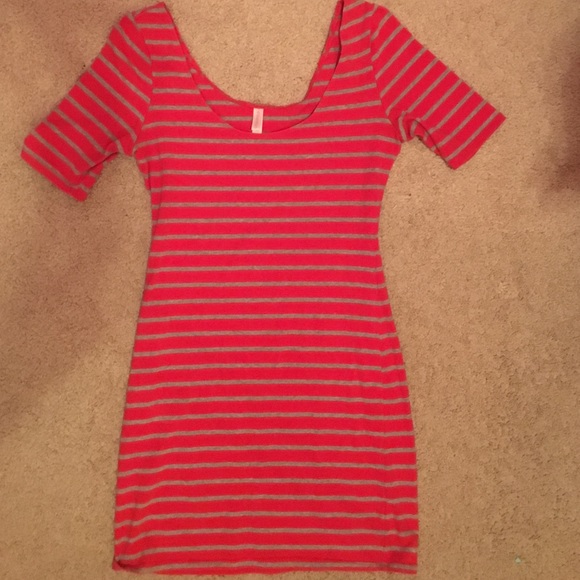 Red striped tight dress