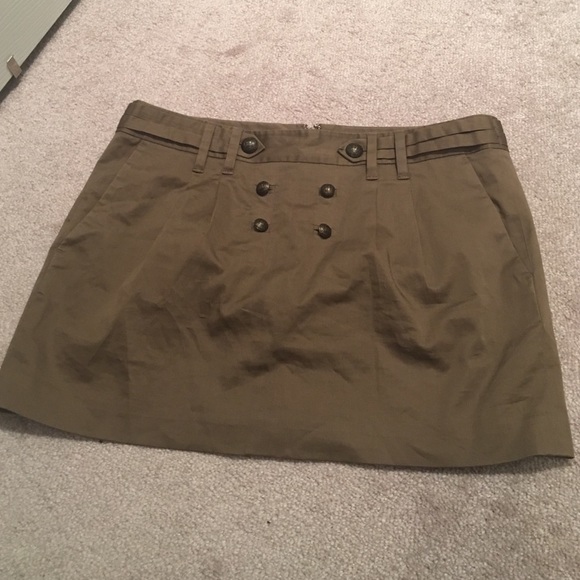 Brown mini skirt button front