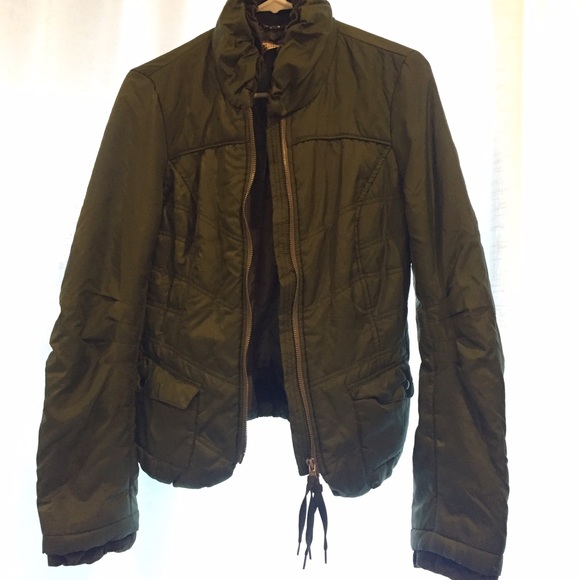Free People Forest Green Light-Weight Puffer Coat