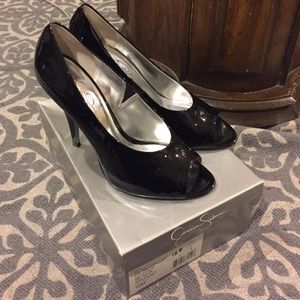 Jessica Simpson Shoes - Jessica Simpson black patent peep toe pumps Jessica Simpson Shoes - Jessica Simpson black patent peep toe pumps