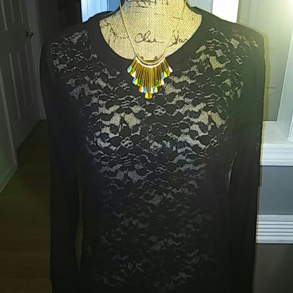Rue 21- blk sheer sweater top