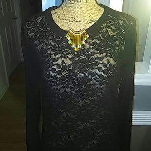 Rue 21- blk sheer sweater top