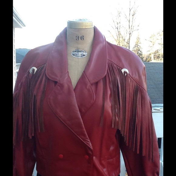 VTG Leather Fringe Boho Biker/Moto Jacket - Picture 2 of 4