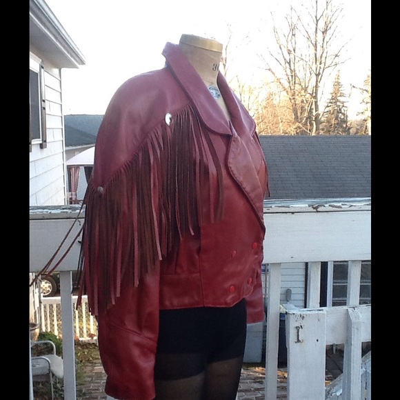 VTG Leather Fringe Boho Biker/Moto Jacket - Picture 3 of 4