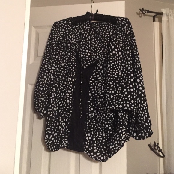 Black and white polka dot blouse