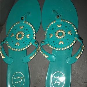 Pool Blue and Gold Jelly Jack Rogers