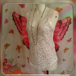 Palest Pink Sequin Mesh Top