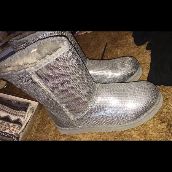 Silver Sequin Boots