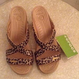 Crocs Animal print high heel Sandals Sz 7 New!!!