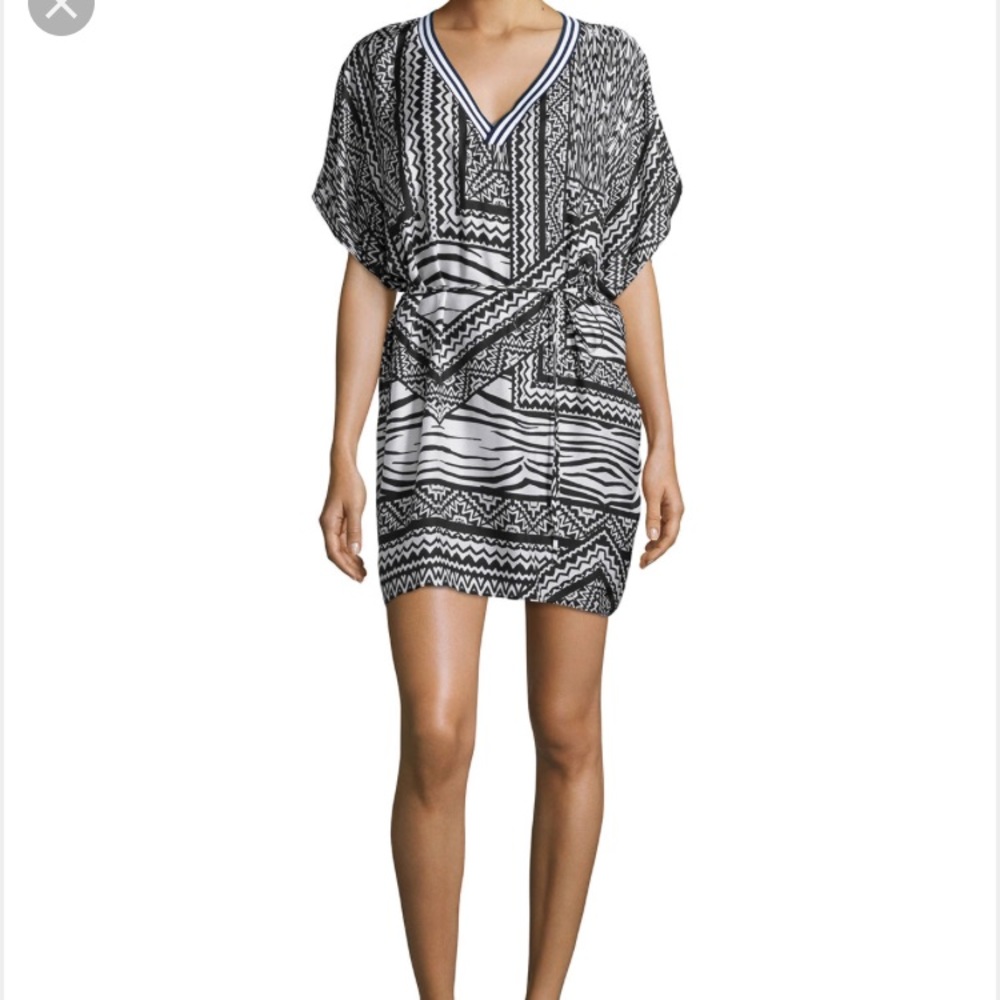 Townsen Hoffman-Tribal print dress, black, Large.
