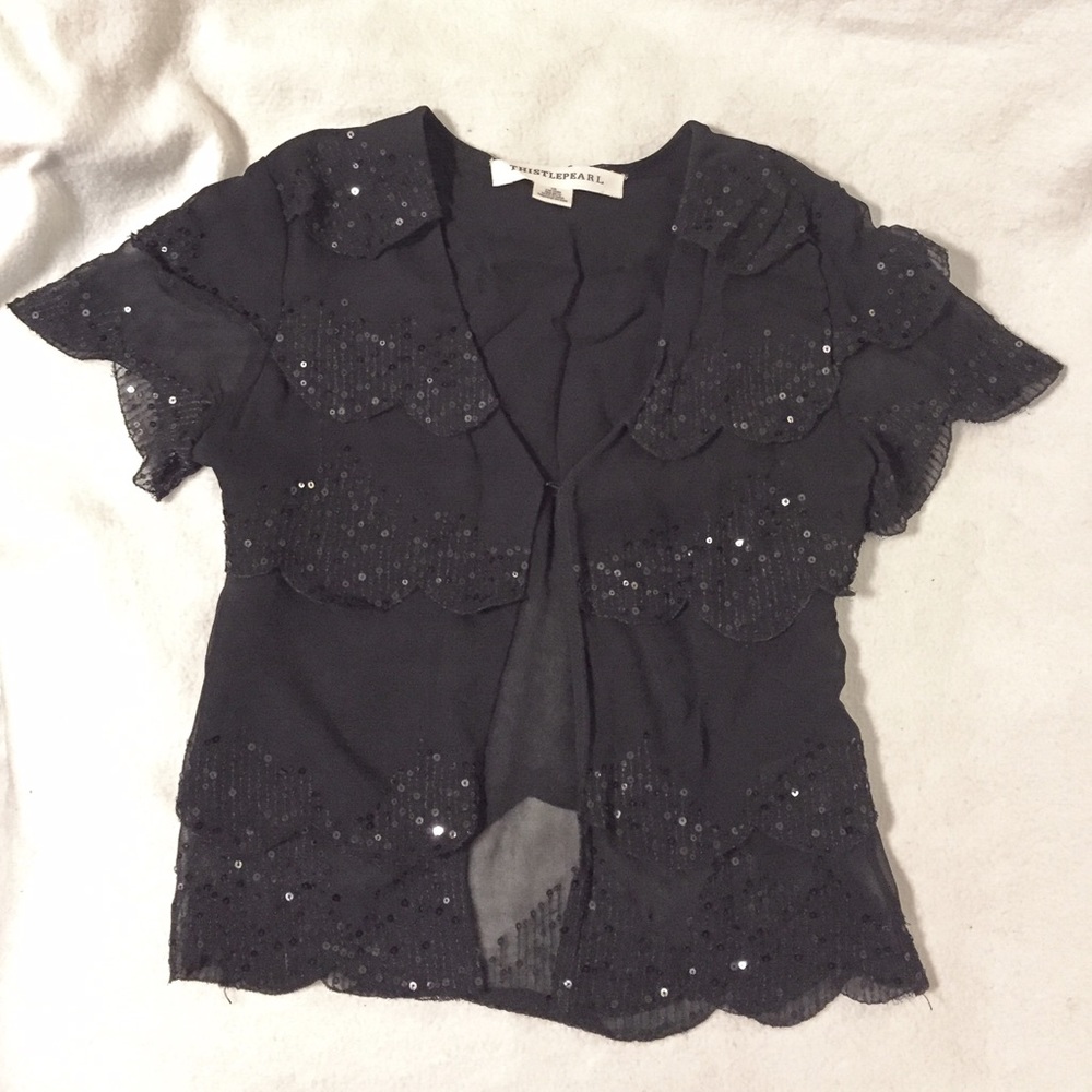 NWOT Urban Outfitters- Scalloped Black Sequence