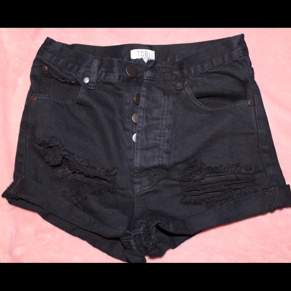 Black Distressed high waisted shorts