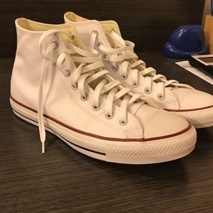 White Leather Converse Hightops