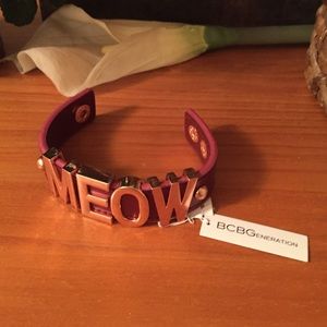 BCBG "MEOW" Leather Cuff Bracelet