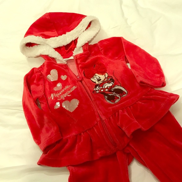 Santa Baby girl Minnie velour set