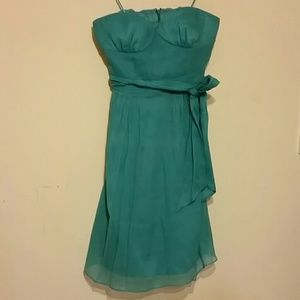 Turquoise Chiffon Strapless J.Crew Dress