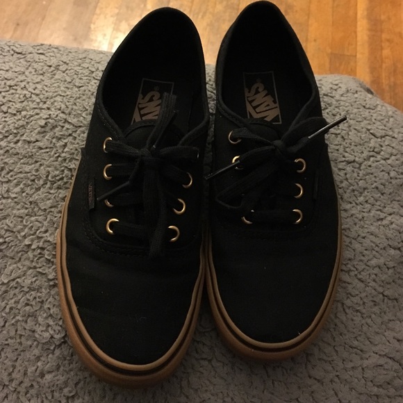 Authentic Vans Black with Gum bottoms