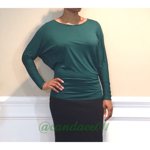 Long Sleeved Dolman Top (Forest Green) - Picture 2 of 3