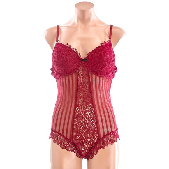 Mesh-Lace Teddy w/Padded Cups by SPREE