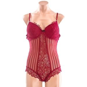 Mesh-Lace Teddy w/Padded Cups by SPREE