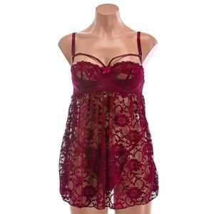 Mesh-Lace Babydoll Lingerie Set