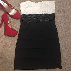 Sexy Black and White Mini Dress