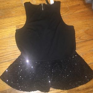 Sequined black peplum top - perfect for NYE
