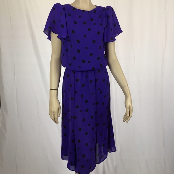 🎉SALE🎉 Vintage purple polka dot dress - Picture 1 of 6