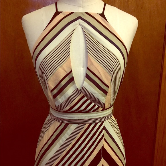 Key-hole Striped Dress