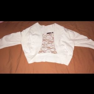 Cropped white cardigan