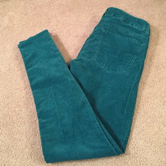 Teal skinny cords from AEO