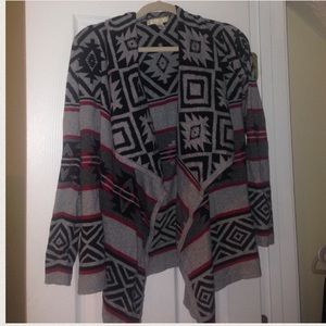 Thick black/red/grey cardigan