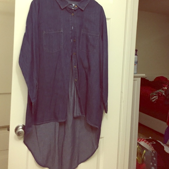 Denim high/low shirt