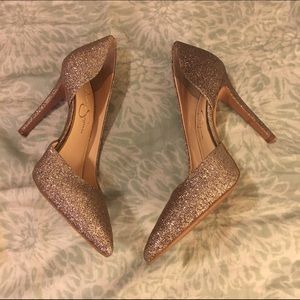 Jessica Simpson Claudette Gold Heels.* Like New