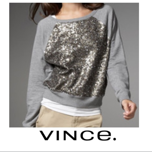 Vince Tops - Vince Front Sequin Gray Crewneck Sweatshirt