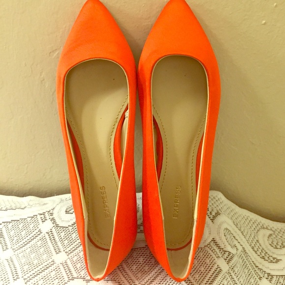 Express Brightly Colored Satin Flats - Orange