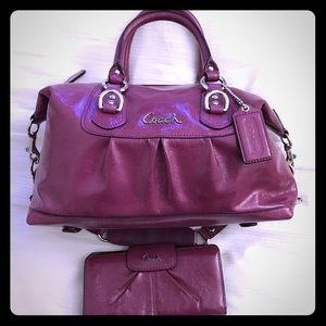 Coach patent leather Ashley handbag and wallet