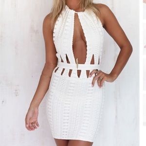 White cutout mini dress