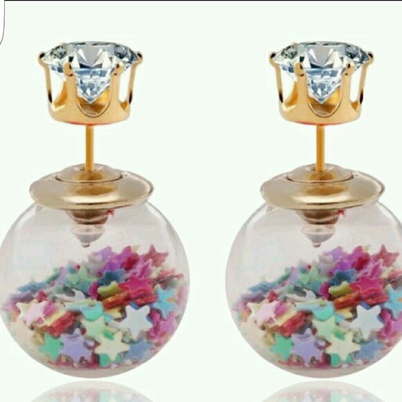 Double sided star confetti earrings