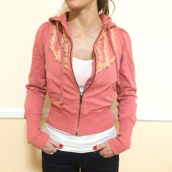 Free People. Cute pink hoodie