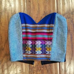 Festival Aztec Bustier Denim Crop Top