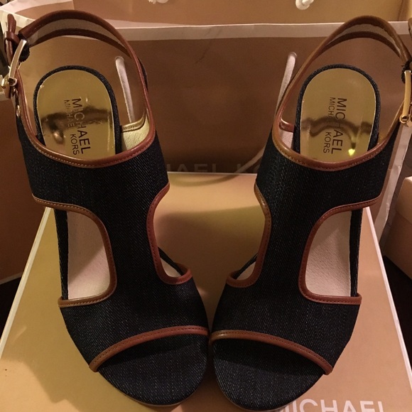 KORS Michael Kors Shoes - MICHAEL KORS LEATHER WEDGE DENIN