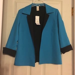 Lavender & Honey Teal Black Open Blazer Sz S NEW