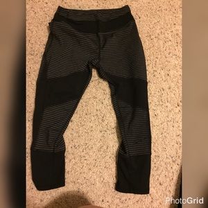 Grey and black stripe workout crop