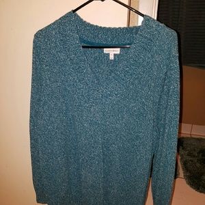 Teal and white Fashion Bug V-neck sweater