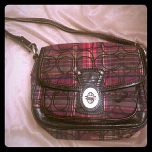Coach Pink & Black mini bag with leather strap