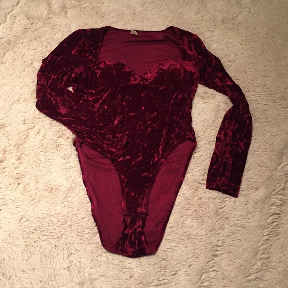 Victoria's Secret Red Velour Body Suit