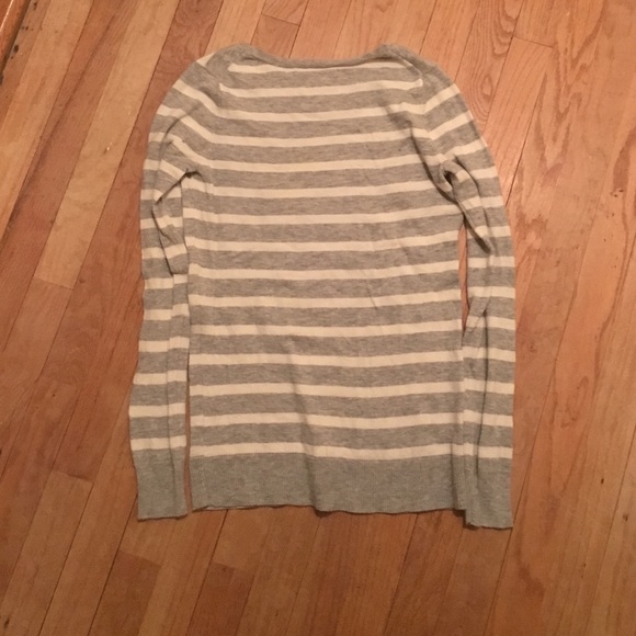 Gap Grey + white striped sweater with yellow bow - Picture 3 of 3